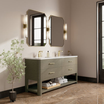 James Martin - Lucian 72" Double Vanity, Pebble Oak w/ 3 CM White Zeus Silestone Top - D704-V72-PBO-3WZ view 5
