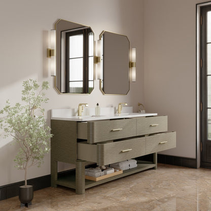 James Martin - Lucian 72" Double Vanity, Pebble Oak w/ 3 CM White Zeus Silestone Top - D704-V72-PBO-3WZ view 7