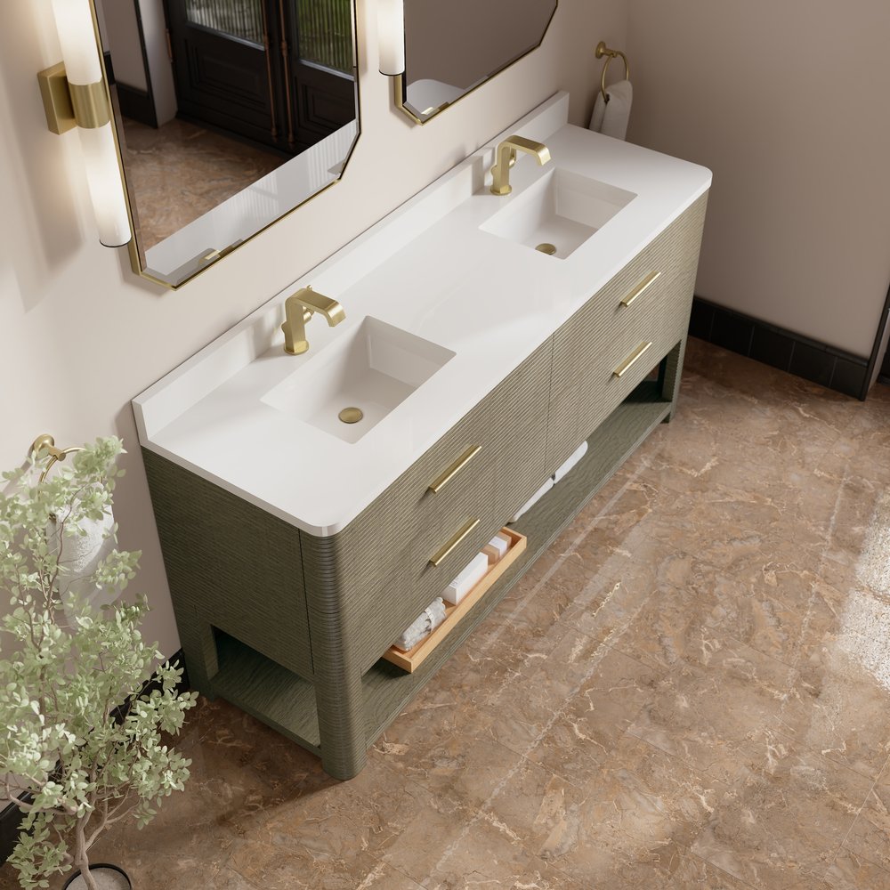 James Martin - Lucian 72" Double Vanity, Pebble Oak w/ 3 CM White Zeus Silestone Top - D704-V72-PBO-3WZ view 8