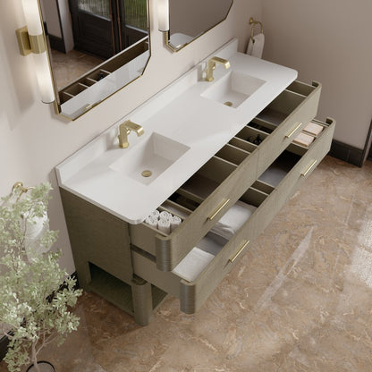 James Martin - Lucian 72" Double Vanity, Pebble Oak w/ 3 CM White Zeus Silestone Top - D704-V72-PBO-3WZ view 9