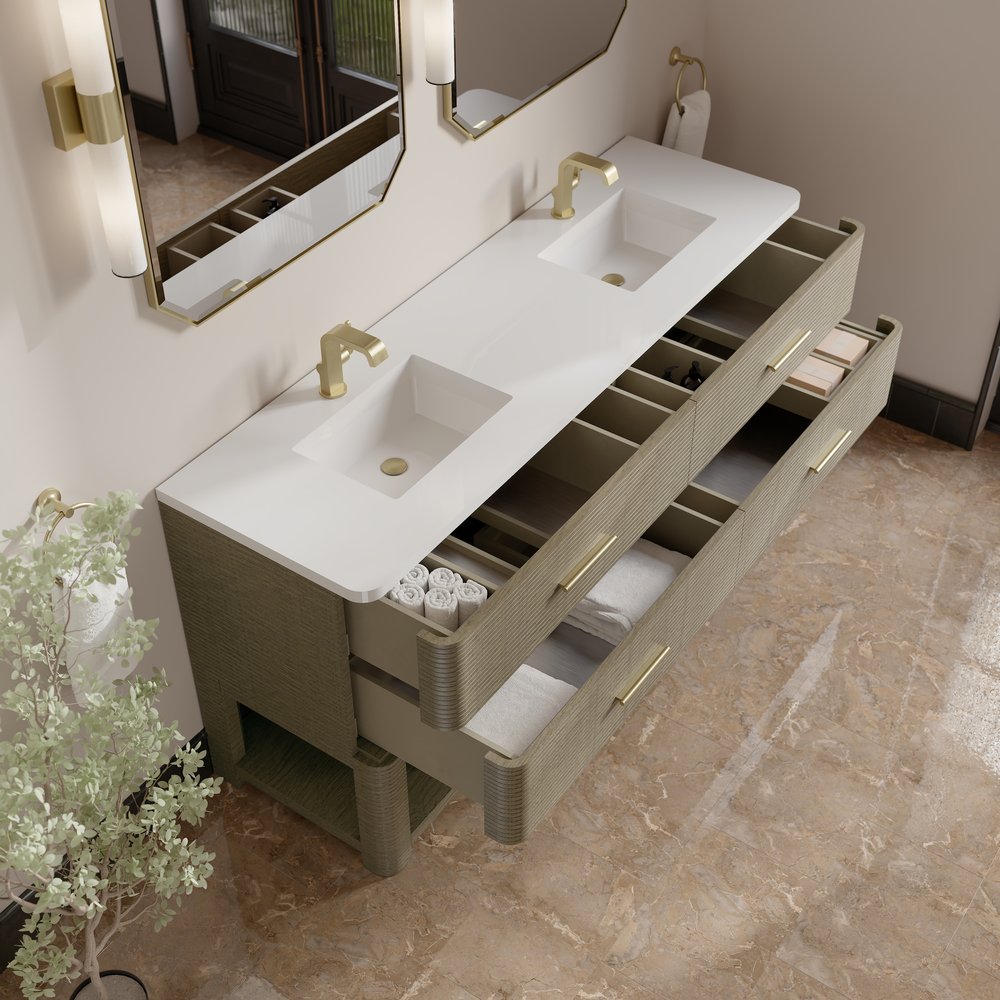 James Martin - Lucian 72" Double Vanity, Pebble Oak w/ 3 CM White Zeus Silestone Top - D704-V72-PBO-3WZ view 10
