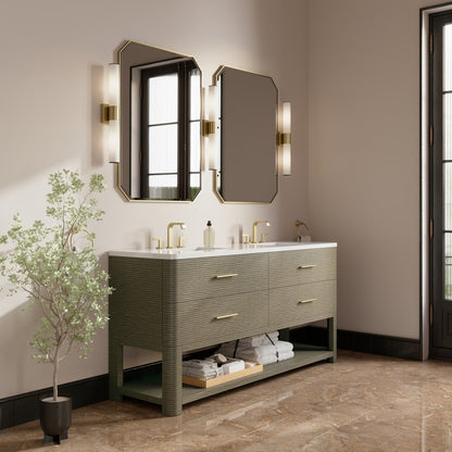 James Martin - Lucian 72" Double Vanity, Pebble Oak w/ 3 CM White Zeus Silestone Widespread Top - D704-V72-PBO-WWZ view 3