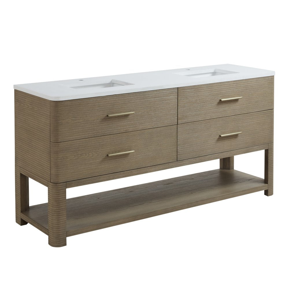 James Martin - Lucian 72" Double Vanity, Pebble Oak w/ 3 CM White Zeus Silestone Widespread Top - D704-V72-PBO-WWZ view 6
