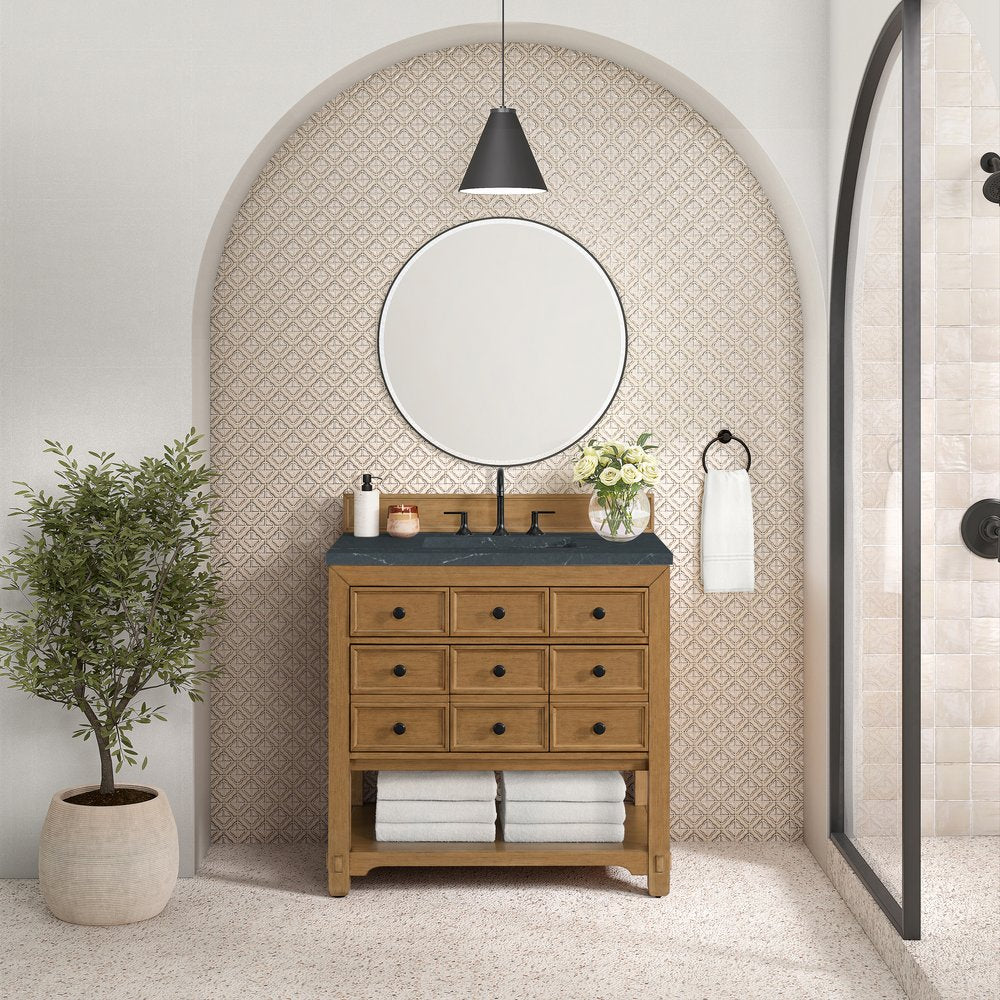James Martin - Malibu 36" Single Vanity, Amber Birch w/ 3 CM Charcoal Soapstone Top - 505-V36-AMB-3CSP view 3