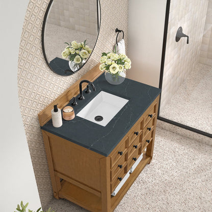 James Martin - Malibu 36" Single Vanity, Amber Birch w/ 3 CM Charcoal Soapstone Top - 505-V36-AMB-3CSP view 7