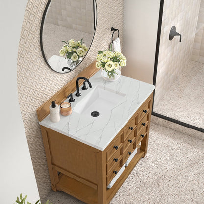 James Martin - Malibu 36" Single Vanity, Amber Birch w/ 3 CM Ethereal Noctis Top - 505-V36-AMB-3ENC view 7