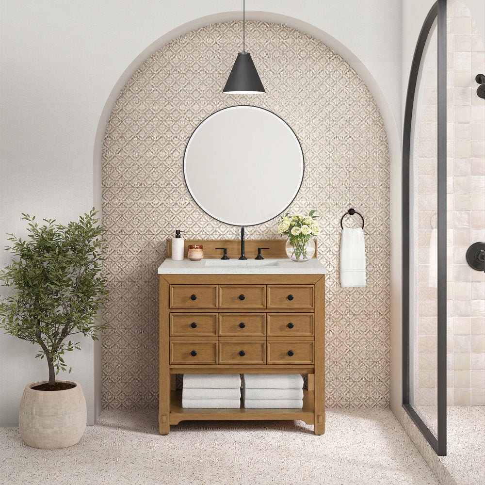 James Martin - Malibu 36" Single Vanity, Amber Birch w/ 3 CM Lime Delight Top - 505-V36-AMB-3LDL view 3