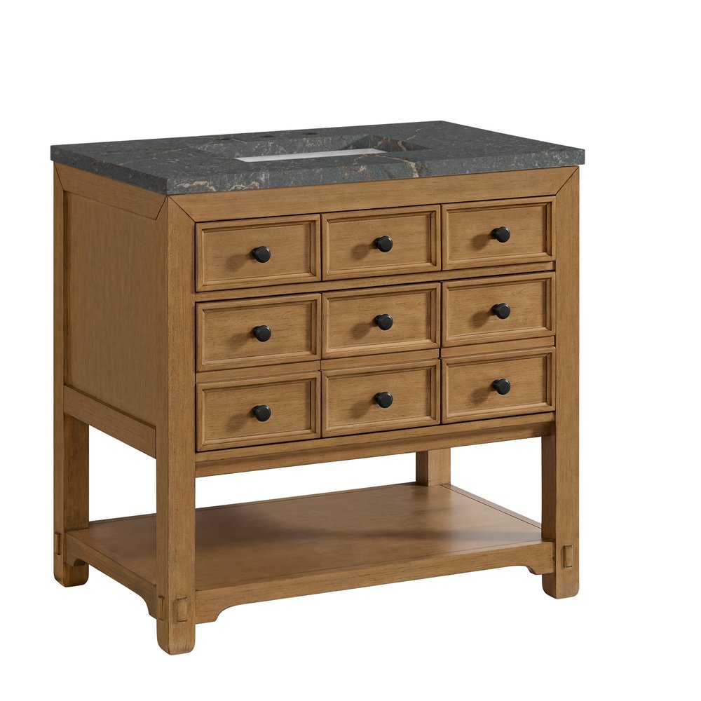 James Martin - Malibu 36" Single Vanity, Amber Birch w/ 3 CM Parisien Bleu Top - 505-V36-AMB-3PBL view 10