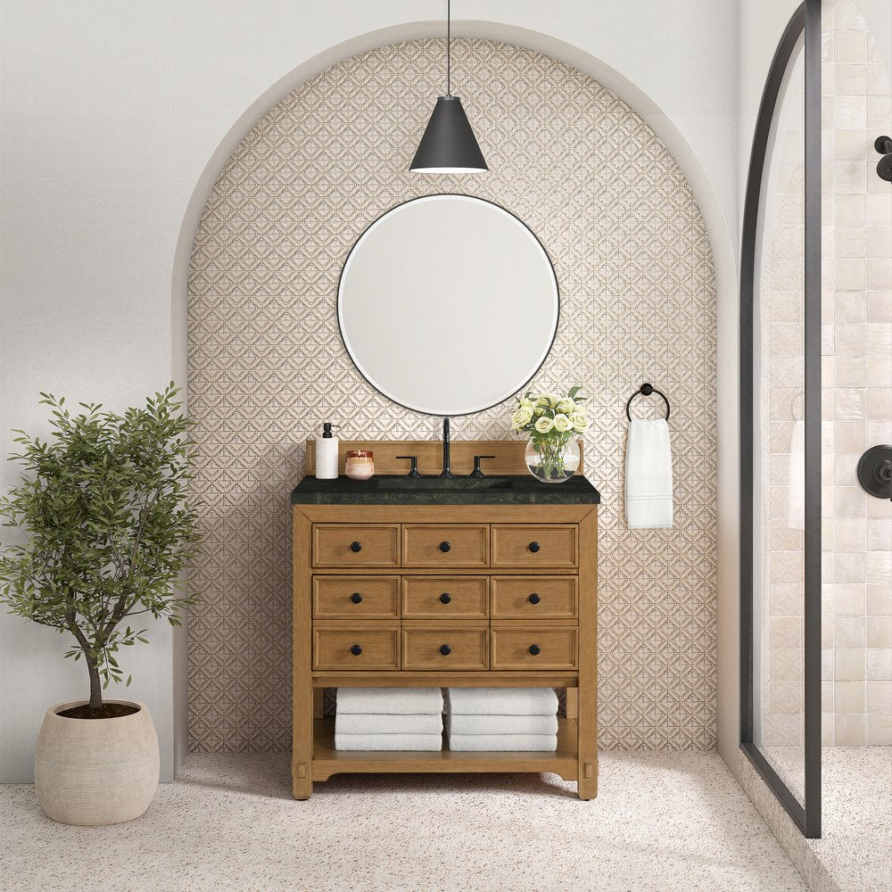 James Martin - Malibu 36" Single Vanity, Amber Birch, w/ 3 CM Phantome Eclos Top - 505-V36-AMB-3PHT view 3