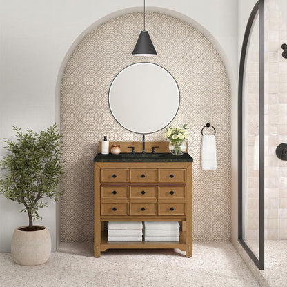 James Martin - Malibu 36" Single Vanity, Amber Birch, w/ 3 CM Phantome Eclos Top - 505-V36-AMB-3PHT view 3