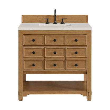 James Martin - Malibu 36" Single Vanity, Amber Birch, w/ 3 CM Siberian Silestone Top - 505-V36-AMB-3SFR view 1