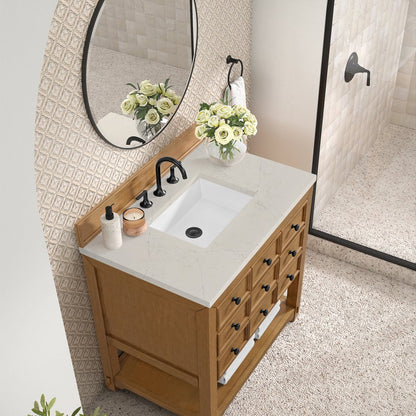 James Martin - Malibu 36" Single Vanity, Amber Birch, w/ 3 CM Siberian Silestone Top - 505-V36-AMB-3SFR view 7