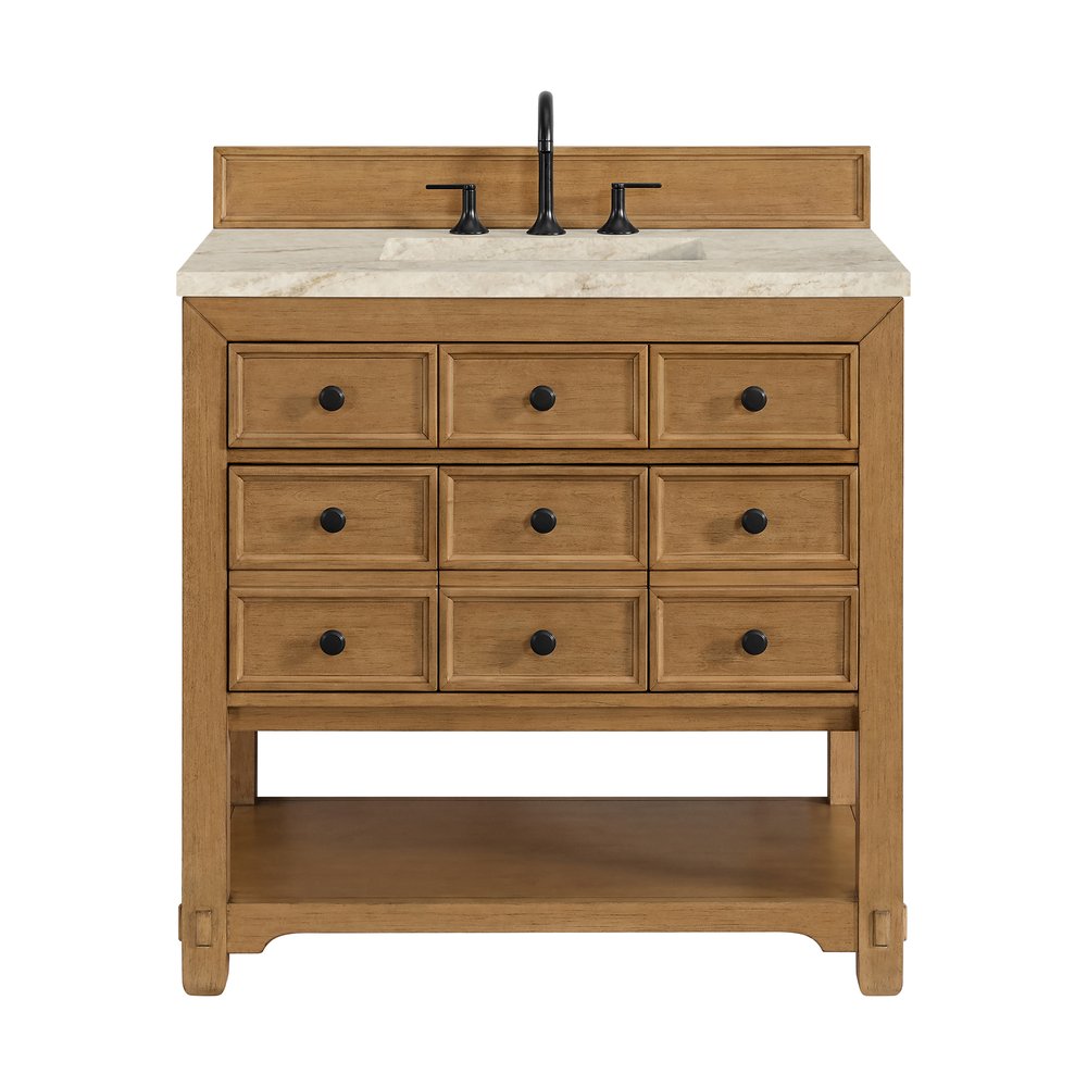 James Martin - Malibu 36" Single Vanity, Amber Birch, w/ 3 CM Tajnar Eclos Top - 505-V36-AMB-3TJR view 1