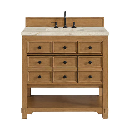 James Martin - Malibu 36" Single Vanity, Amber Birch, w/ 3 CM Tajnar Eclos Top - 505-V36-AMB-3TJR view 1