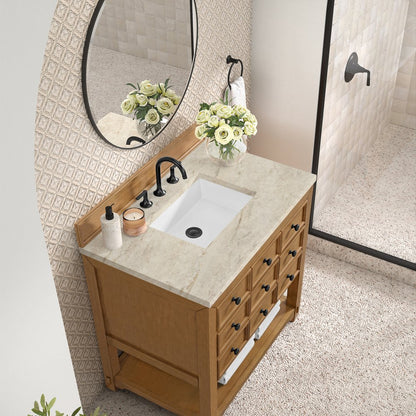 James Martin - Malibu 36" Single Vanity, Amber Birch, w/ 3 CM Tajnar Eclos Top - 505-V36-AMB-3TJR view 7