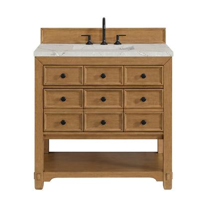 James Martin - Malibu 36" Single Vanity, Amber Birch w/ 3 CM Victorian Silver Top - 505-V36-AMB-3VSL view 1