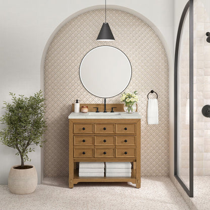 James Martin - Malibu 36" Single Vanity, Amber Birch w/ 3 CM Victorian Silver Top - 505-V36-AMB-3VSL view 3