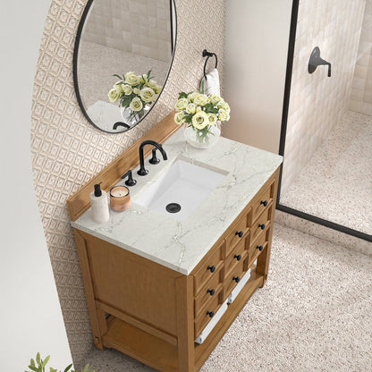 James Martin - Malibu 36" Single Vanity, Amber Birch w/ 3 CM Victorian Silver Top - 505-V36-AMB-3VSL view 7