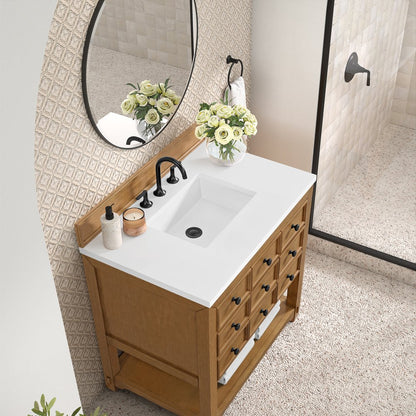 James Martin - Malibu 36" Single Vanity, Amber Birch w/ 3 CM White Zeus Top - 505-V36-AMB-3WZ view 7