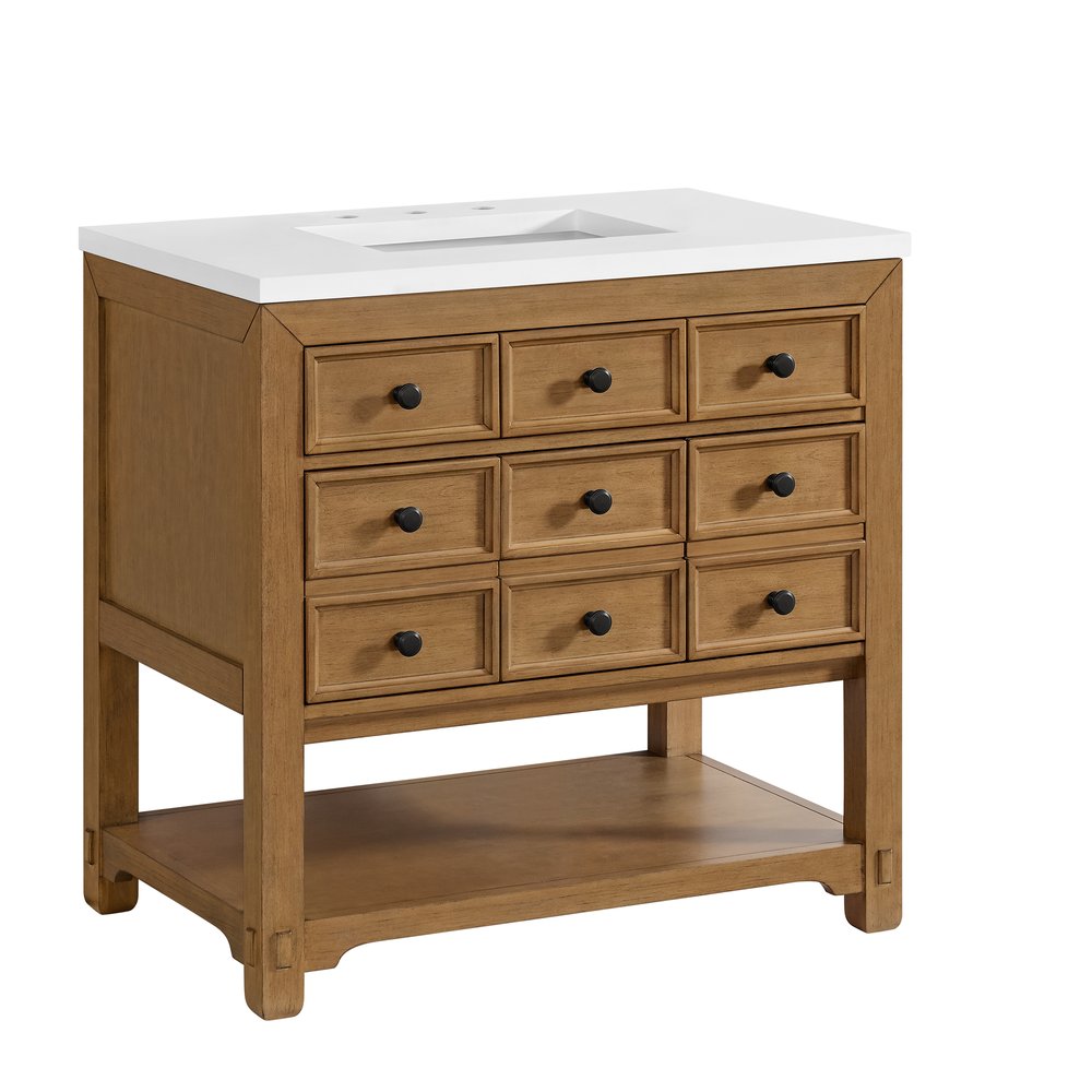 James Martin - Malibu 36" Single Vanity, Amber Birch w/ 3 CM White Zeus Top - 505-V36-AMB-3WZ view 10