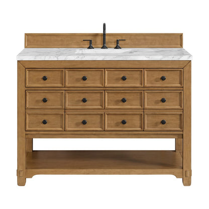 James Martin - Malibu 48" Single Vanity, Amber Birch w/ 3 CM Carrara White Marble Top - 505-V48-AMB-3CAR view 1