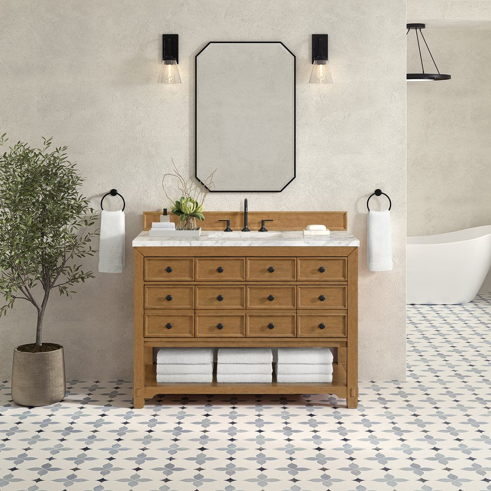 James Martin - Malibu 48" Single Vanity, Amber Birch w/ 3 CM Carrara White Marble Top - 505-V48-AMB-3CAR view 3