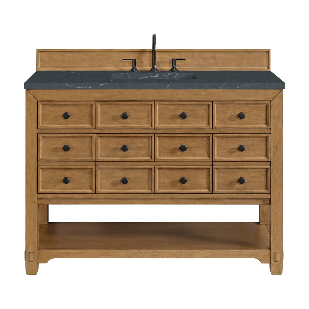 James Martin - Malibu 48" Single Vanity, Amber Birch w/ 3 CM Charcoal Soapstone Silestone Top - 505-V48-AMB-3CSP view 1