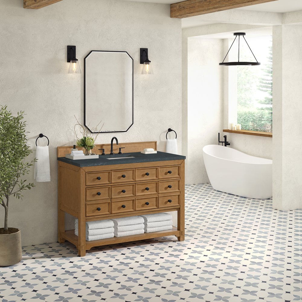 James Martin - Malibu 48" Single Vanity, Amber Birch w/ 3 CM Charcoal Soapstone Silestone Top - 505-V48-AMB-3CSP view 4