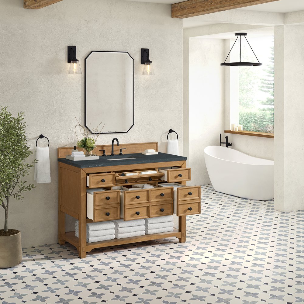 James Martin - Malibu 48" Single Vanity, Amber Birch w/ 3 CM Charcoal Soapstone Silestone Top - 505-V48-AMB-3CSP view 5