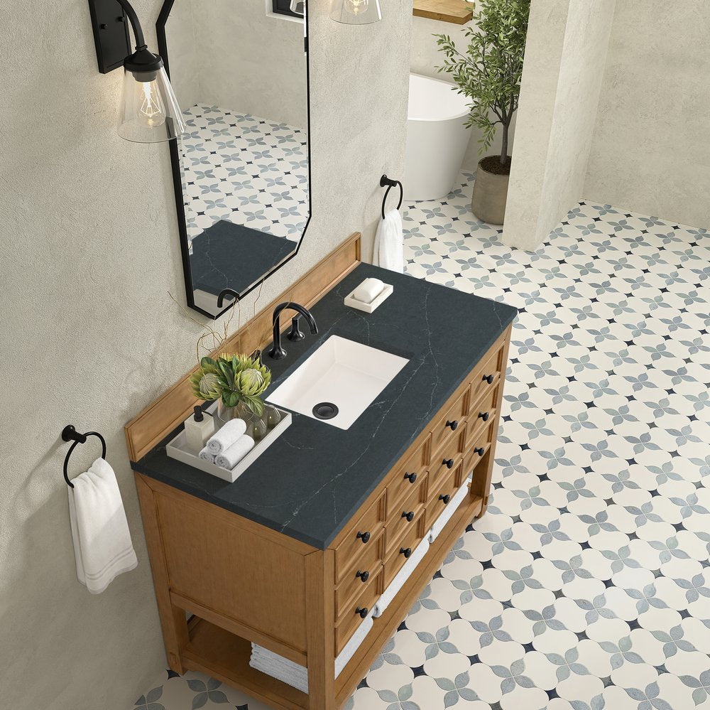 James Martin - Malibu 48" Single Vanity, Amber Birch w/ 3 CM Charcoal Soapstone Silestone Top - 505-V48-AMB-3CSP view 7