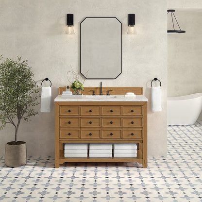 James Martin - Malibu 48" Single Vanity, Amber Birch w/ 3 CM Eternal Jasmine Pearl Silestone Top - 505-V48-AMB-3EJP view 3