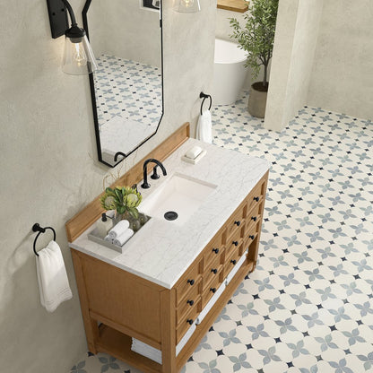 James Martin - Malibu 48" Single Vanity, Amber Birch w/ 3 CM Eternal Jasmine Pearl Silestone Top - 505-V48-AMB-3EJP view 7