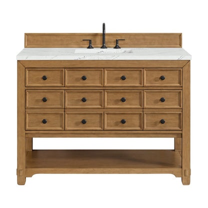 James Martin - Malibu 48" Single Vanity, Amber Birch w/ 3 CM Ethereal Noctis Silestone Top w/ FreePower Wireless Charger - 505-V48-AMB-FENC view 1