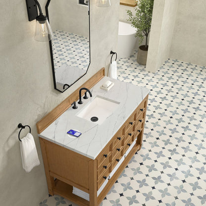 James Martin - Malibu 48" Single Vanity, Amber Birch w/ 3 CM Ethereal Noctis Silestone Top w/ FreePower Wireless Charger - 505-V48-AMB-FENC view 7