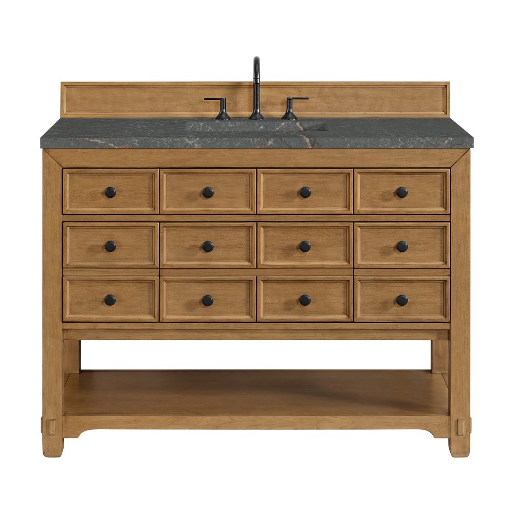 James Martin - Malibu 48" Single Vanity, Amber Birch w/ 3 CM Parisien Bleu Silestone Top - 505-V48-AMB-3PBL view 1