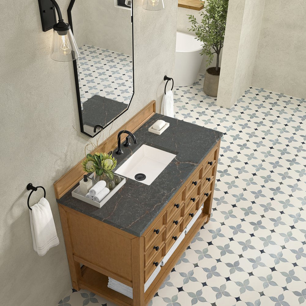 James Martin - Malibu 48" Single Vanity, Amber Birch w/ 3 CM Parisien Bleu Silestone Top - 505-V48-AMB-3PBL view 7