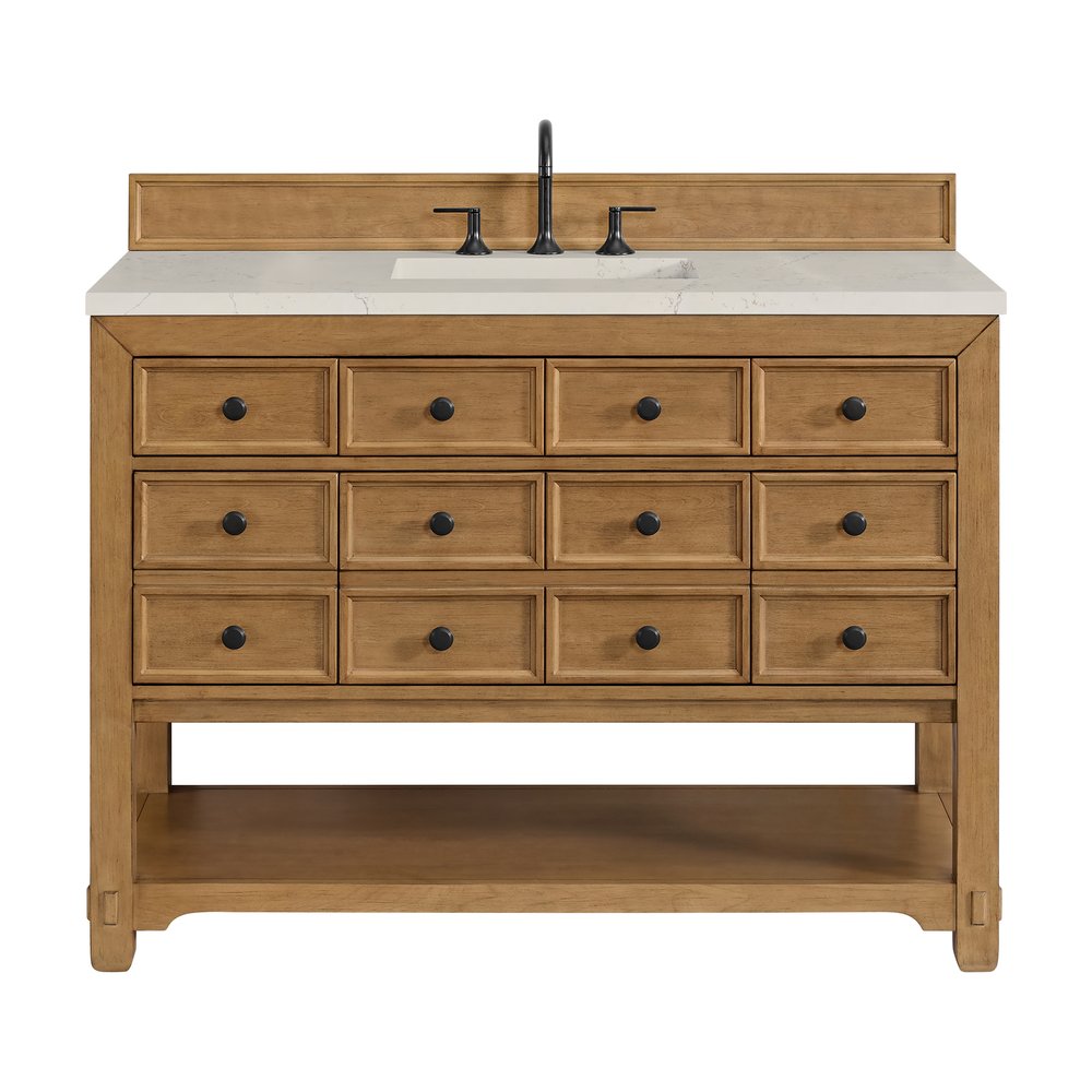 James Martin - Malibu 48" Single Vanity, Amber Birch, w/ 3 CM Siberian Silestone Top - 505-V48-AMB-3SFR view 1