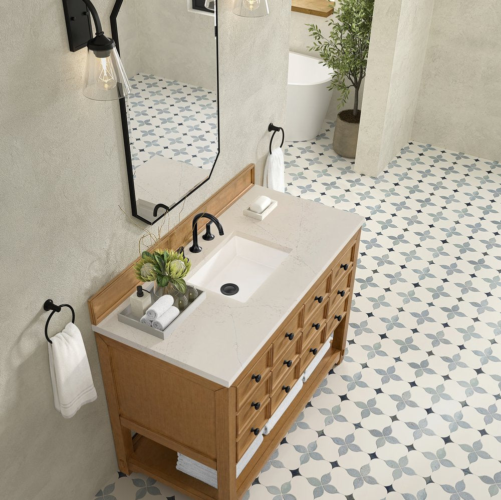 James Martin - Malibu 48" Single Vanity, Amber Birch, w/ 3 CM Siberian Silestone Top - 505-V48-AMB-3SFR view 7