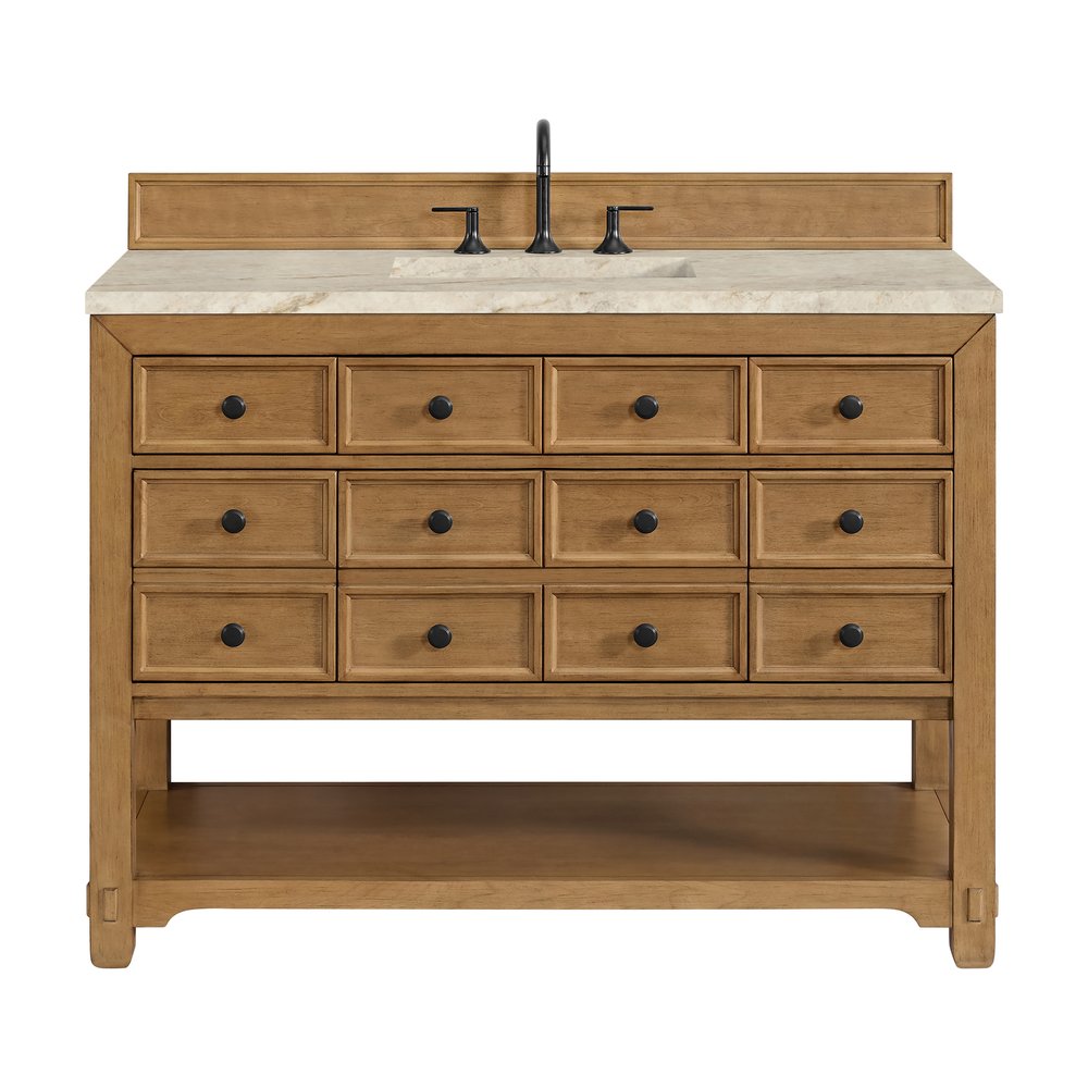 James Martin - Malibu 48" Single Vanity, Amber Birch, w/ 3 CM Tajnar Eclos Top - 505-V48-AMB-3TJR view 1