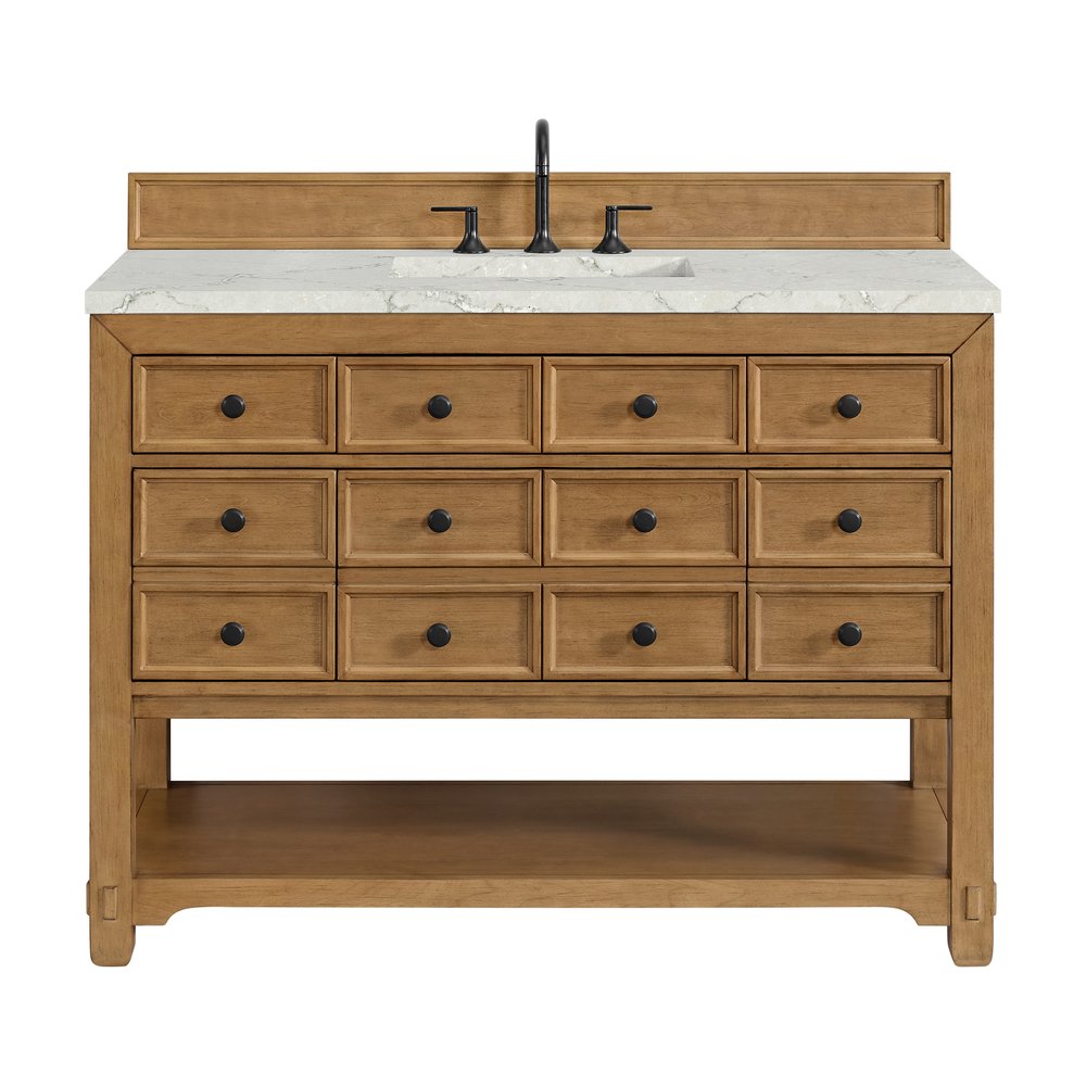 James Martin - Malibu 48" Single Vanity, Amber Birch w/ 3 CM Victorian Silver Silestone Top - 505-V48-AMB-3VSL view 1