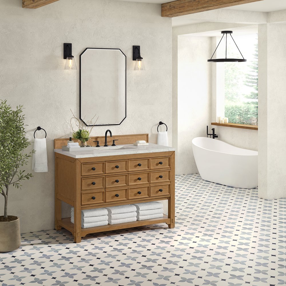James Martin - Malibu 48" Single Vanity, Amber Birch w/ 3 CM Victorian Silver Silestone Top - 505-V48-AMB-3VSL view 4