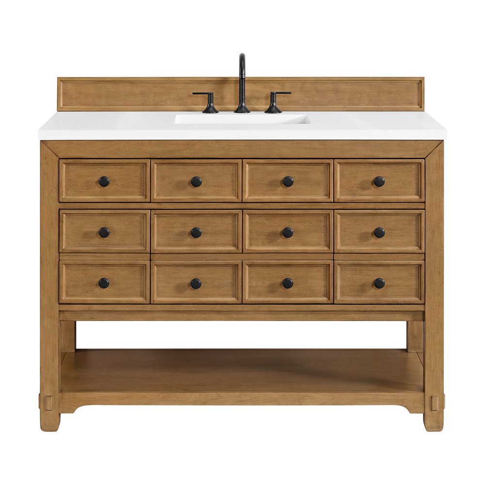 James Martin - Malibu 48" Single Vanity, Amber Birch w/ 3 CM White Zeus Silestone Top - 505-V48-AMB-3WZ view 1