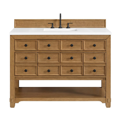 James Martin - Malibu 48" Single Vanity, Amber Birch w/ 3 CM White Zeus Silestone Top - 505-V48-AMB-3WZ view 1