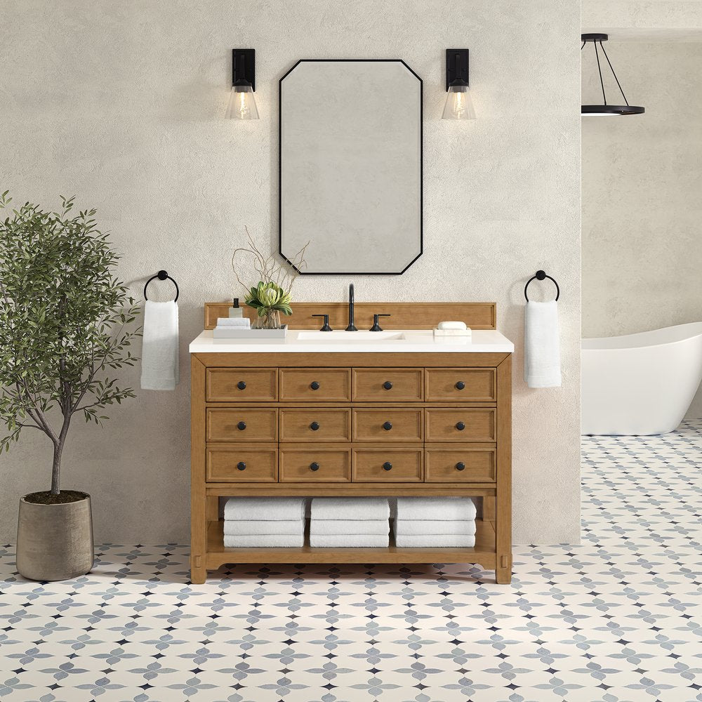James Martin - Malibu 48" Single Vanity, Amber Birch w/ 3 CM White Zeus Silestone Top - 505-V48-AMB-3WZ view 3