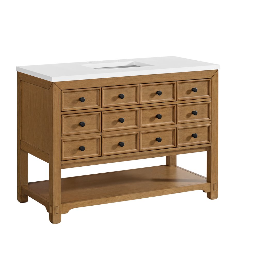 James Martin - Malibu 48" Single Vanity, Amber Birch w/ 3 CM White Zeus Silestone Top - 505-V48-AMB-3WZ view 5