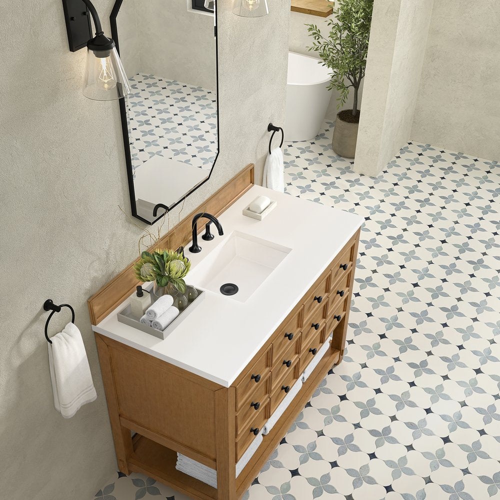 James Martin - Malibu 48" Single Vanity, Amber Birch w/ 3 CM White Zeus Silestone Top - 505-V48-AMB-3WZ view 8