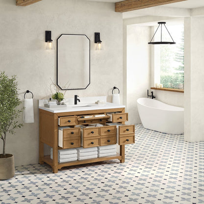 James Martin - Malibu 48" Single Vanity, Amber Birch w/ Single Hole 3 CM White Zeus Silestone Top & Backsplash - 505-V48-AMB-1WZ view 5