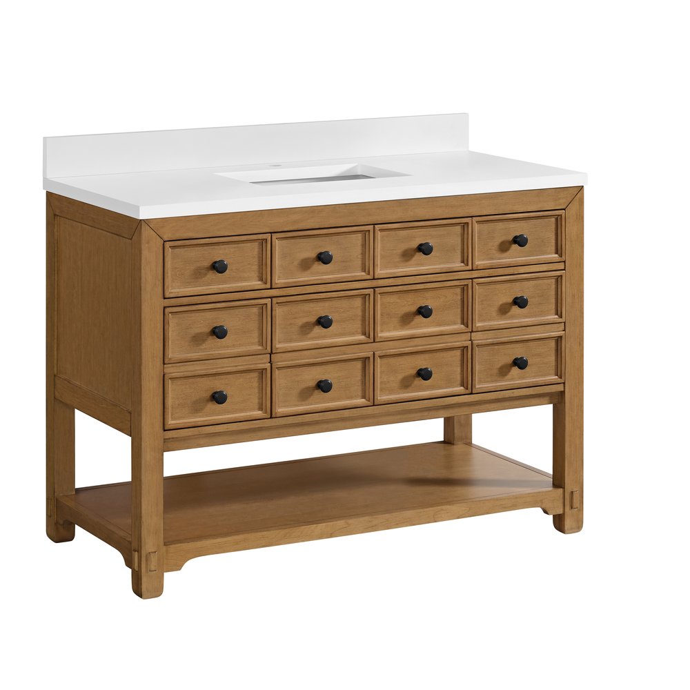 James Martin - Malibu 48" Single Vanity, Amber Birch w/ Single Hole 3 CM White Zeus Silestone Top & Backsplash - 505-V48-AMB-1WZ view 10