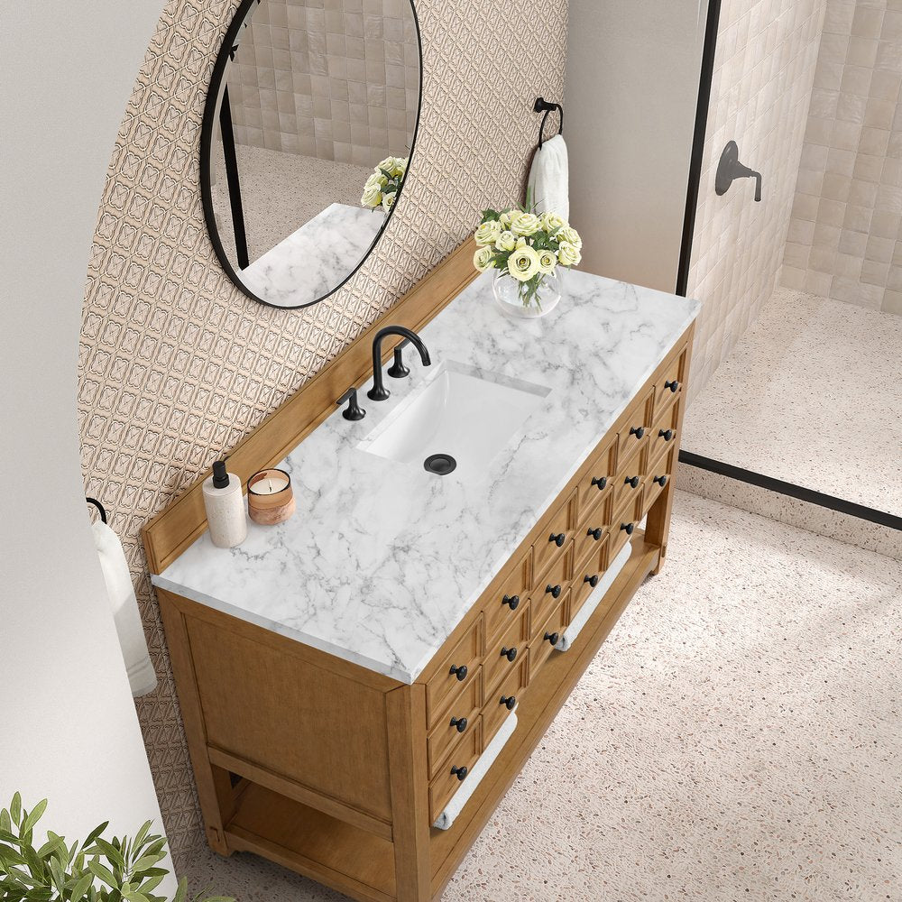 James Martin - Malibu 60" Single Vanity, Amber Birch w/ 3 CM Carrara Marble Top - 505-V60S-AMB-3CAR view 7