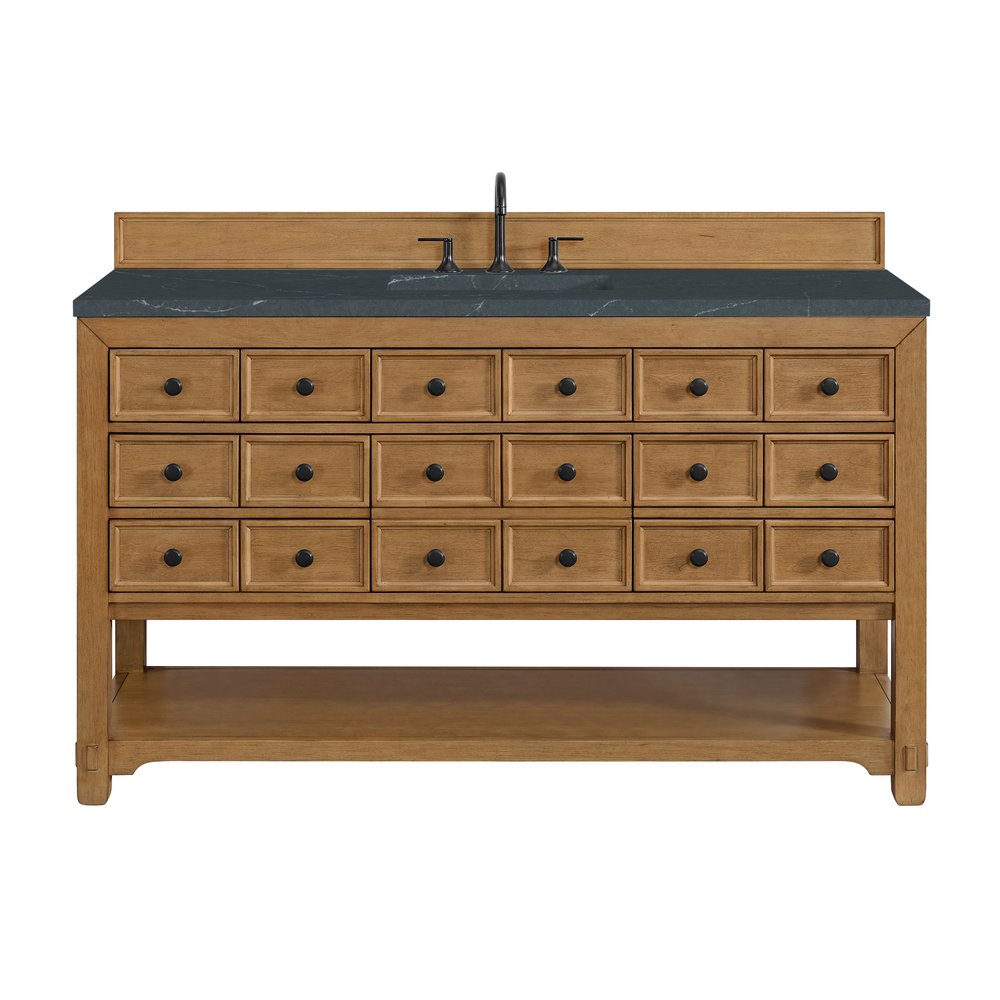 James Martin - Malibu 60" Single Vanity, Amber Birch w/ 3 CM Charcoal Soapstone Top - 505-V60S-AMB-3CSP view 1